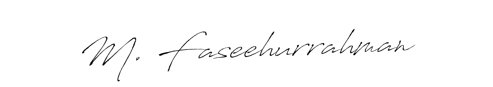 The best way (Antro_Vectra) to make a short signature is to pick only two or three words in your name. The name M. Faseehurrahman include a total of six letters. For converting this name. M. Faseehurrahman signature style 6 images and pictures png