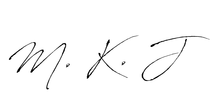 How to make M. K. J name signature. Use Antro_Vectra style for creating short signs online. This is the latest handwritten sign. M. K. J signature style 6 images and pictures png