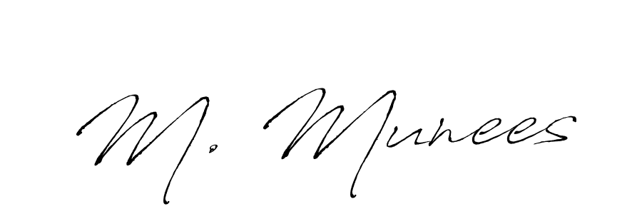 The best way (Antro_Vectra) to make a short signature is to pick only two or three words in your name. The name M. Munees include a total of six letters. For converting this name. M. Munees signature style 6 images and pictures png