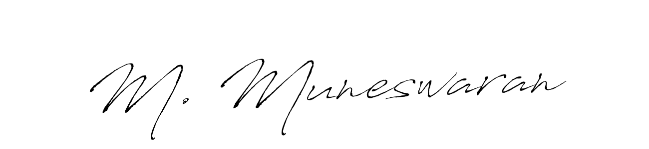 Antro_Vectra is a professional signature style that is perfect for those who want to add a touch of class to their signature. It is also a great choice for those who want to make their signature more unique. Get M. Muneswaran name to fancy signature for free. M. Muneswaran signature style 6 images and pictures png