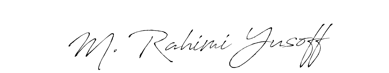 How to make M. Rahimi Yusoff name signature. Use Antro_Vectra style for creating short signs online. This is the latest handwritten sign. M. Rahimi Yusoff signature style 6 images and pictures png