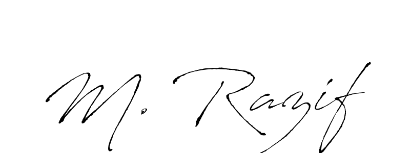 The best way (Antro_Vectra) to make a short signature is to pick only two or three words in your name. The name M. Razif include a total of six letters. For converting this name. M. Razif signature style 6 images and pictures png