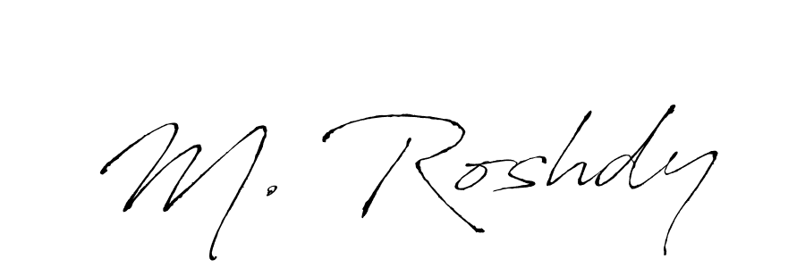 The best way (Antro_Vectra) to make a short signature is to pick only two or three words in your name. The name M. Roshdy include a total of six letters. For converting this name. M. Roshdy signature style 6 images and pictures png