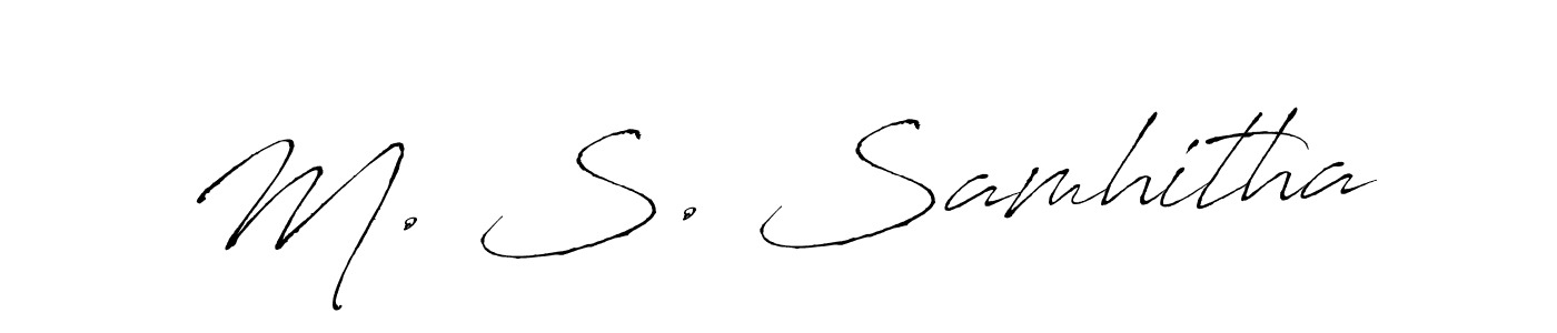 Similarly Antro_Vectra is the best handwritten signature design. Signature creator online .You can use it as an online autograph creator for name M. S. Samhitha. M. S. Samhitha signature style 6 images and pictures png