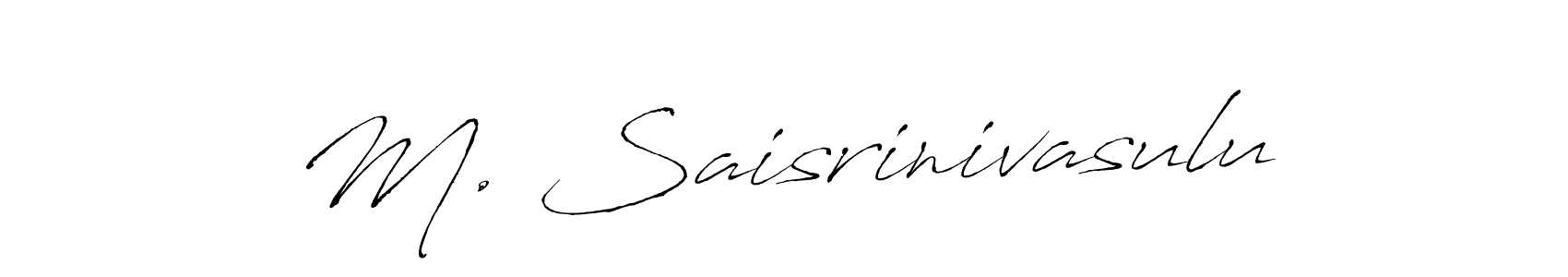 The best way (Antro_Vectra) to make a short signature is to pick only two or three words in your name. The name M. Saisrinivasulu include a total of six letters. For converting this name. M. Saisrinivasulu signature style 6 images and pictures png