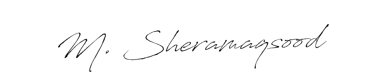 The best way (Antro_Vectra) to make a short signature is to pick only two or three words in your name. The name M. Sheramaqsood include a total of six letters. For converting this name. M. Sheramaqsood signature style 6 images and pictures png