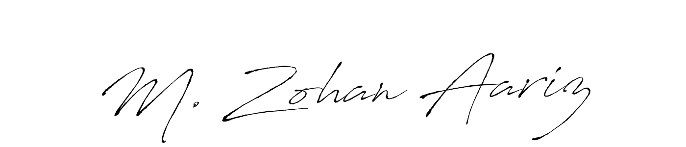 The best way (Antro_Vectra) to make a short signature is to pick only two or three words in your name. The name M. Zohan Aariz include a total of six letters. For converting this name. M. Zohan Aariz signature style 6 images and pictures png