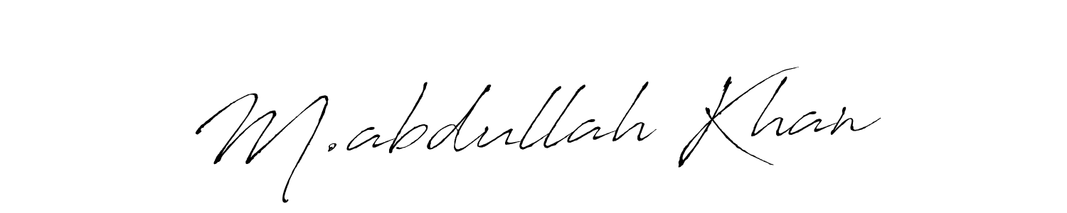 The best way (Antro_Vectra) to make a short signature is to pick only two or three words in your name. The name M.abdullah Khan include a total of six letters. For converting this name. M.abdullah Khan signature style 6 images and pictures png