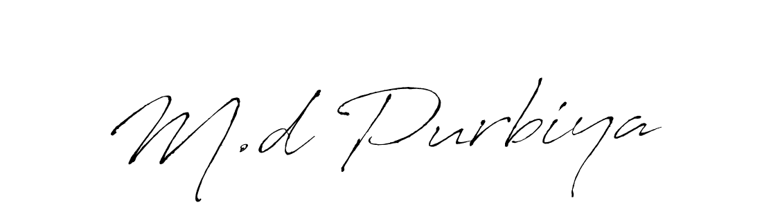 Design your own signature with our free online signature maker. With this signature software, you can create a handwritten (Antro_Vectra) signature for name M.d Purbiya. M.d Purbiya signature style 6 images and pictures png