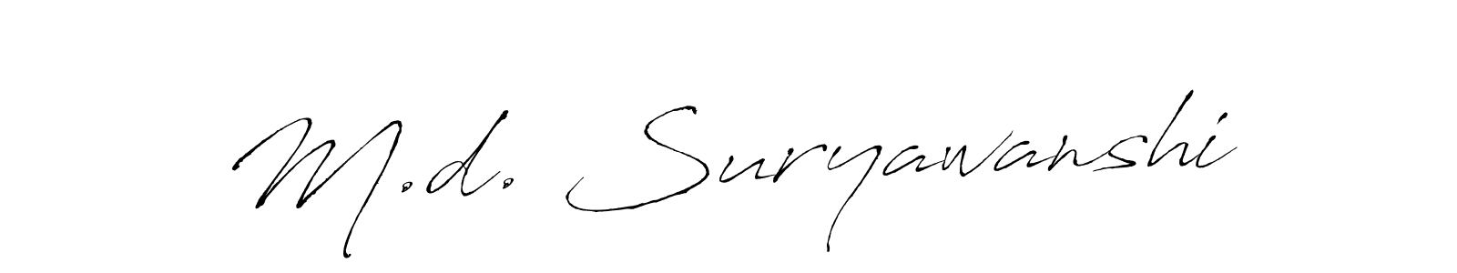 How to make M.d. Suryawanshi name signature. Use Antro_Vectra style for creating short signs online. This is the latest handwritten sign. M.d. Suryawanshi signature style 6 images and pictures png