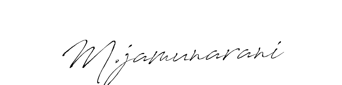 How to make M.jamunarani name signature. Use Antro_Vectra style for creating short signs online. This is the latest handwritten sign. M.jamunarani signature style 6 images and pictures png