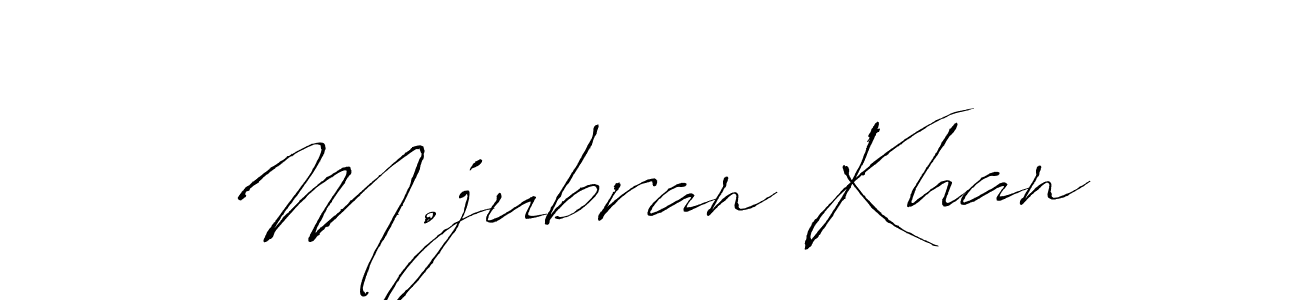 The best way (Antro_Vectra) to make a short signature is to pick only two or three words in your name. The name M.jubran Khan include a total of six letters. For converting this name. M.jubran Khan signature style 6 images and pictures png