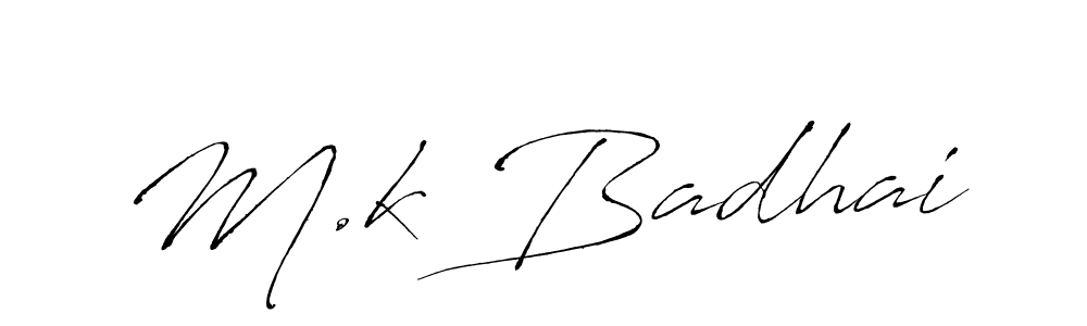 Design your own signature with our free online signature maker. With this signature software, you can create a handwritten (Antro_Vectra) signature for name M.k Badhai. M.k Badhai signature style 6 images and pictures png