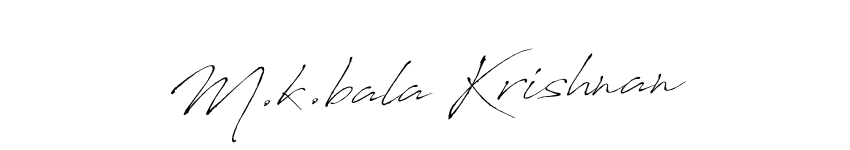 Antro_Vectra is a professional signature style that is perfect for those who want to add a touch of class to their signature. It is also a great choice for those who want to make their signature more unique. Get M.k.bala Krishnan name to fancy signature for free. M.k.bala Krishnan signature style 6 images and pictures png