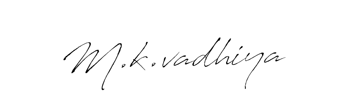 Use a signature maker to create a handwritten signature online. With this signature software, you can design (Antro_Vectra) your own signature for name M.k.vadhiya. M.k.vadhiya signature style 6 images and pictures png