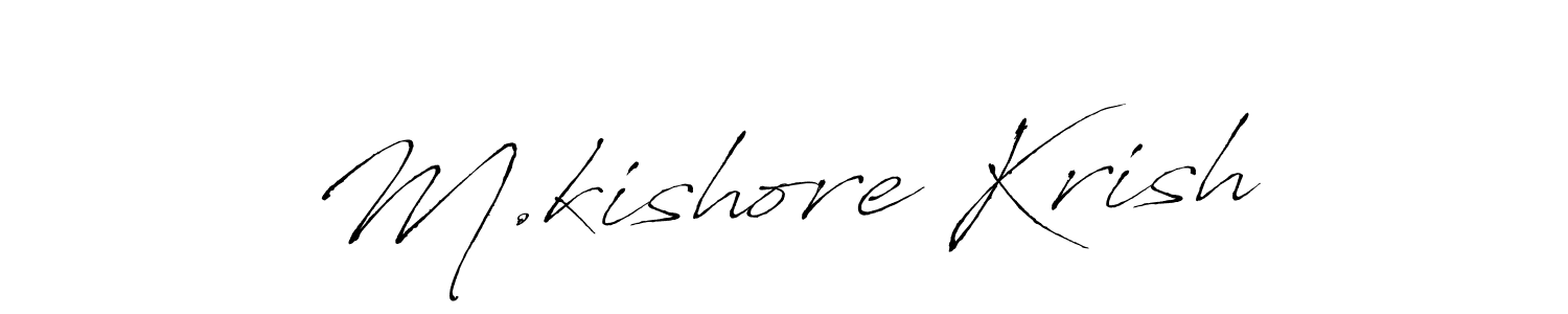 The best way (Antro_Vectra) to make a short signature is to pick only two or three words in your name. The name M.kishore Krish include a total of six letters. For converting this name. M.kishore Krish signature style 6 images and pictures png