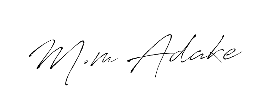 Antro_Vectra is a professional signature style that is perfect for those who want to add a touch of class to their signature. It is also a great choice for those who want to make their signature more unique. Get M.m Adake name to fancy signature for free. M.m Adake signature style 6 images and pictures png