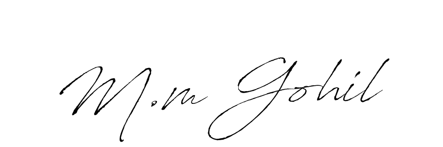 M.m Gohil stylish signature style. Best Handwritten Sign (Antro_Vectra) for my name. Handwritten Signature Collection Ideas for my name M.m Gohil. M.m Gohil signature style 6 images and pictures png