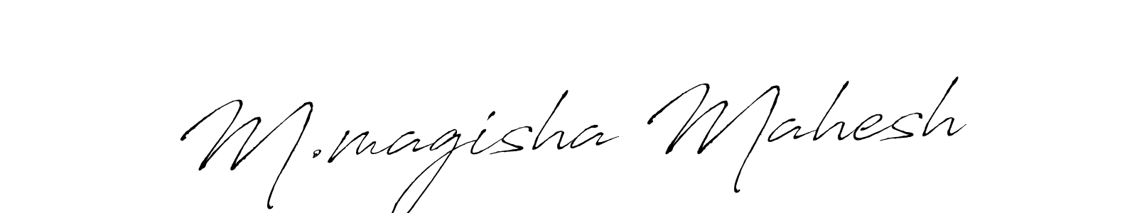 This is the best signature style for the M.magisha Mahesh name. Also you like these signature font (Antro_Vectra). Mix name signature. M.magisha Mahesh signature style 6 images and pictures png