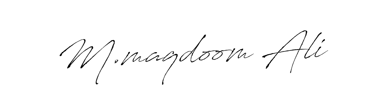 Design your own signature with our free online signature maker. With this signature software, you can create a handwritten (Antro_Vectra) signature for name M.maqdoom Ali. M.maqdoom Ali signature style 6 images and pictures png