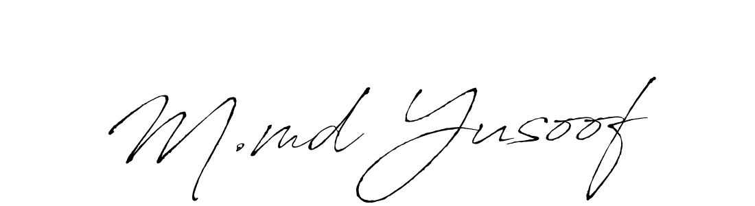 This is the best signature style for the M.md Yusoof name. Also you like these signature font (Antro_Vectra). Mix name signature. M.md Yusoof signature style 6 images and pictures png