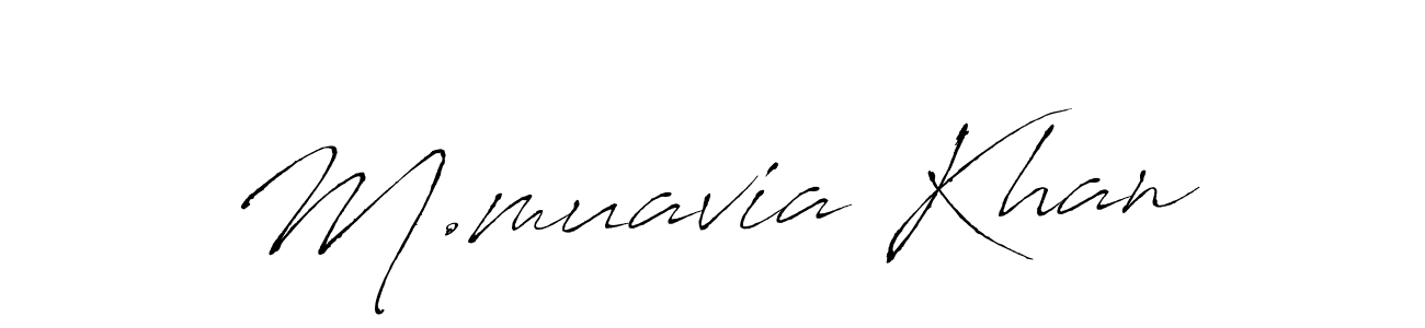 Make a beautiful signature design for name M.muavia Khan. With this signature (Antro_Vectra) style, you can create a handwritten signature for free. M.muavia Khan signature style 6 images and pictures png