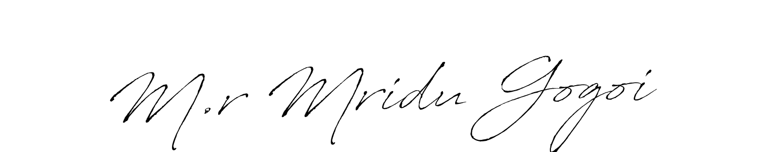 Create a beautiful signature design for name M.r Mridu Gogoi. With this signature (Antro_Vectra) fonts, you can make a handwritten signature for free. M.r Mridu Gogoi signature style 6 images and pictures png