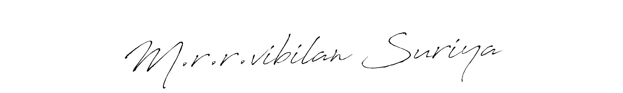 You should practise on your own different ways (Antro_Vectra) to write your name (M.r.r.vibilan Suriya) in signature. don't let someone else do it for you. M.r.r.vibilan Suriya signature style 6 images and pictures png