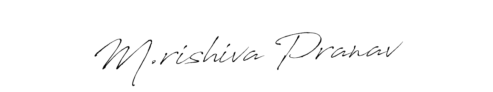 Antro_Vectra is a professional signature style that is perfect for those who want to add a touch of class to their signature. It is also a great choice for those who want to make their signature more unique. Get M.rishiva Pranav name to fancy signature for free. M.rishiva Pranav signature style 6 images and pictures png