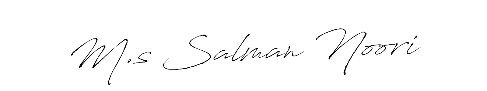 You should practise on your own different ways (Antro_Vectra) to write your name (M.s Salman Noori) in signature. don't let someone else do it for you. M.s Salman Noori signature style 6 images and pictures png