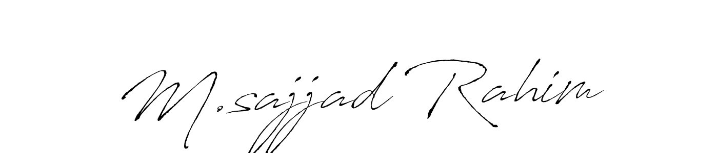 The best way (Antro_Vectra) to make a short signature is to pick only two or three words in your name. The name M.sajjad Rahim include a total of six letters. For converting this name. M.sajjad Rahim signature style 6 images and pictures png