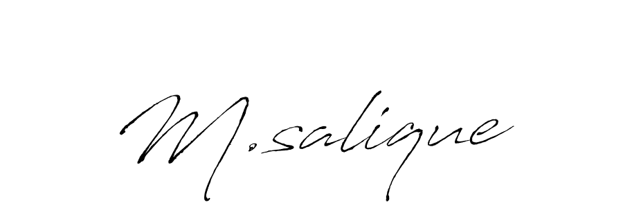 How to make M.salique name signature. Use Antro_Vectra style for creating short signs online. This is the latest handwritten sign. M.salique signature style 6 images and pictures png