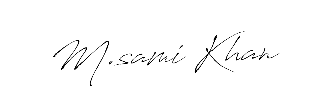 Antro_Vectra is a professional signature style that is perfect for those who want to add a touch of class to their signature. It is also a great choice for those who want to make their signature more unique. Get M.sami Khan name to fancy signature for free. M.sami Khan signature style 6 images and pictures png