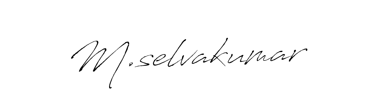 The best way (Antro_Vectra) to make a short signature is to pick only two or three words in your name. The name M.selvakumar include a total of six letters. For converting this name. M.selvakumar signature style 6 images and pictures png