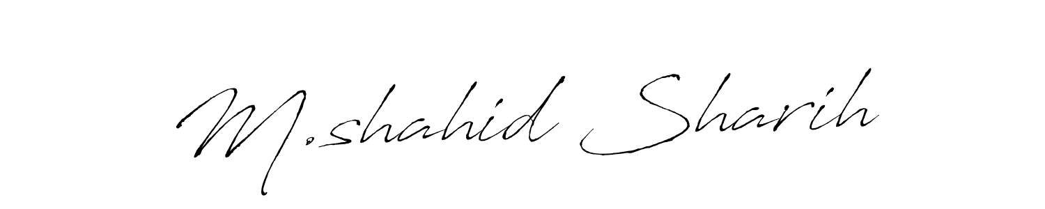 Antro_Vectra is a professional signature style that is perfect for those who want to add a touch of class to their signature. It is also a great choice for those who want to make their signature more unique. Get M.shahid Sharih name to fancy signature for free. M.shahid Sharih signature style 6 images and pictures png