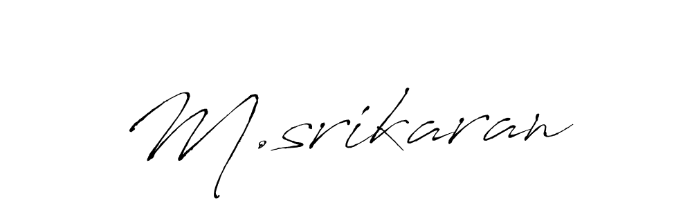 The best way (Antro_Vectra) to make a short signature is to pick only two or three words in your name. The name M.srikaran include a total of six letters. For converting this name. M.srikaran signature style 6 images and pictures png