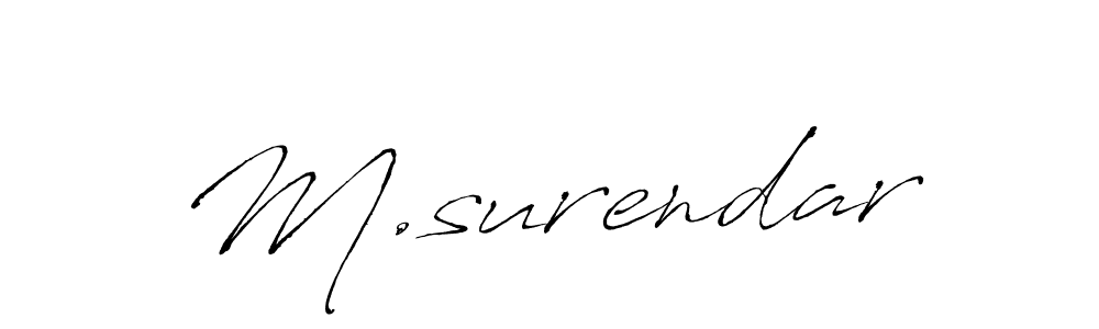 Design your own signature with our free online signature maker. With this signature software, you can create a handwritten (Antro_Vectra) signature for name M.surendar. M.surendar signature style 6 images and pictures png