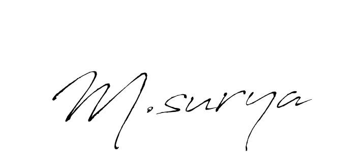 Make a beautiful signature design for name M.surya. With this signature (Antro_Vectra) style, you can create a handwritten signature for free. M.surya signature style 6 images and pictures png