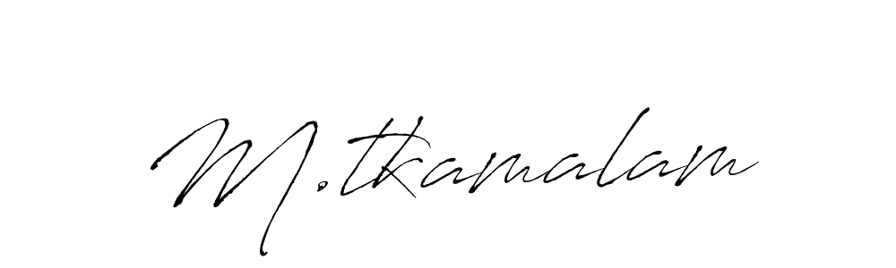 The best way (Antro_Vectra) to make a short signature is to pick only two or three words in your name. The name M.tkamalam include a total of six letters. For converting this name. M.tkamalam signature style 6 images and pictures png