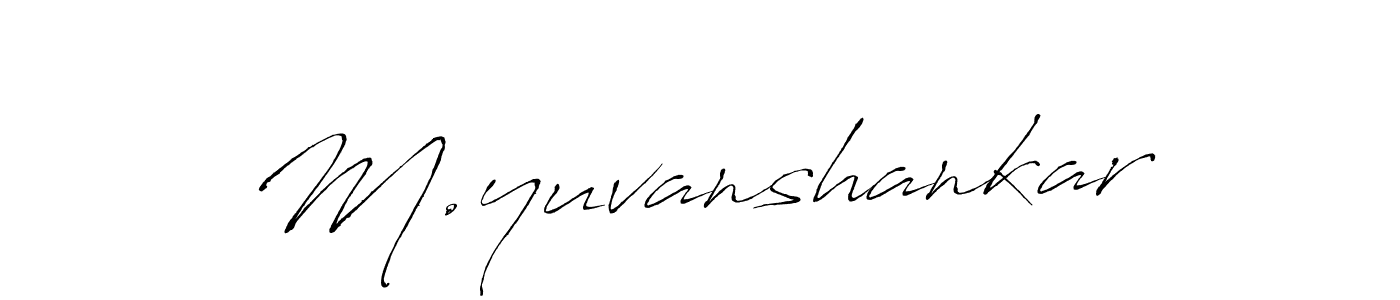 How to make M.yuvanshankar name signature. Use Antro_Vectra style for creating short signs online. This is the latest handwritten sign. M.yuvanshankar signature style 6 images and pictures png