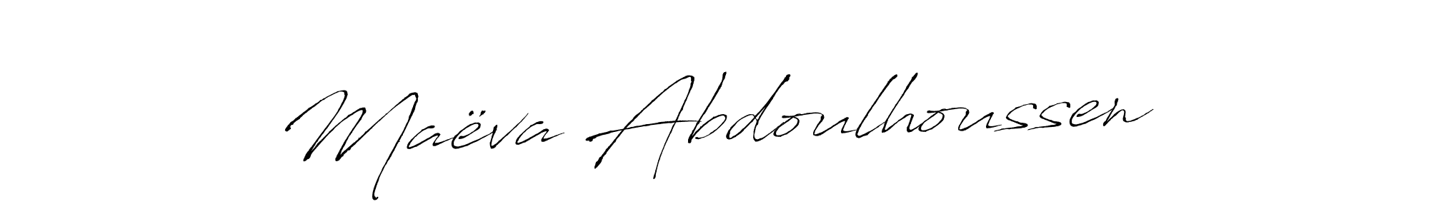 Design your own signature with our free online signature maker. With this signature software, you can create a handwritten (Antro_Vectra) signature for name Maëva Abdoulhoussen. Maëva Abdoulhoussen signature style 6 images and pictures png