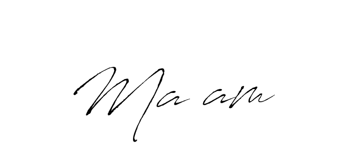 Make a beautiful signature design for name Ma’am. With this signature (Antro_Vectra) style, you can create a handwritten signature for free. Ma’am signature style 6 images and pictures png