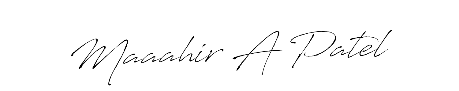 This is the best signature style for the Maaahir A Patel name. Also you like these signature font (Antro_Vectra). Mix name signature. Maaahir A Patel signature style 6 images and pictures png