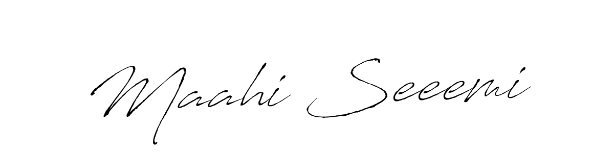 How to make Maahi Seeemi name signature. Use Antro_Vectra style for creating short signs online. This is the latest handwritten sign. Maahi Seeemi signature style 6 images and pictures png
