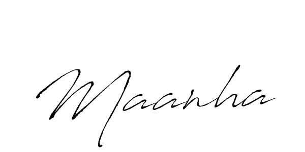 Design your own signature with our free online signature maker. With this signature software, you can create a handwritten (Antro_Vectra) signature for name Maanha. Maanha signature style 6 images and pictures png