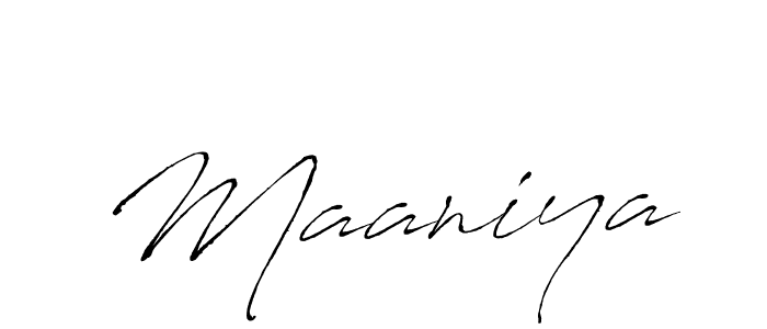 Create a beautiful signature design for name Maaniya. With this signature (Antro_Vectra) fonts, you can make a handwritten signature for free. Maaniya signature style 6 images and pictures png