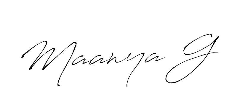 The best way (Antro_Vectra) to make a short signature is to pick only two or three words in your name. The name Maanya G include a total of six letters. For converting this name. Maanya G signature style 6 images and pictures png