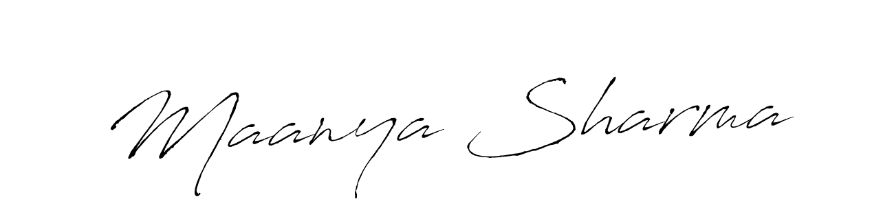 How to make Maanya Sharma name signature. Use Antro_Vectra style for creating short signs online. This is the latest handwritten sign. Maanya Sharma signature style 6 images and pictures png