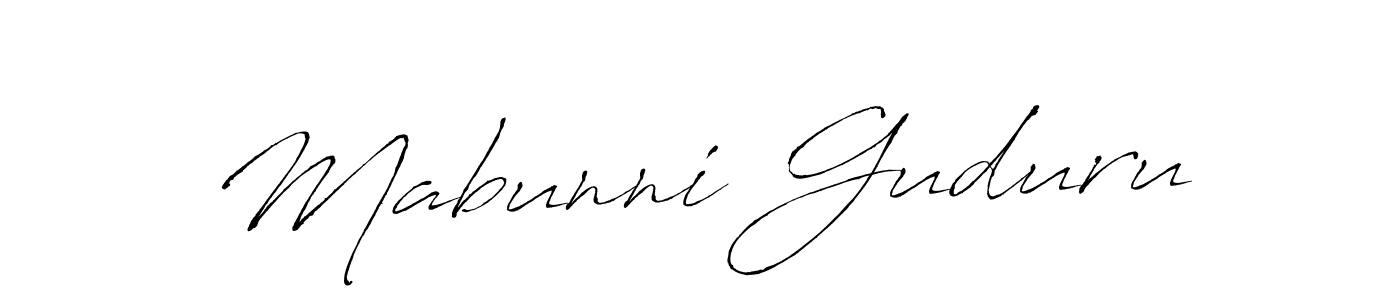 Make a beautiful signature design for name Mabunni Guduru. With this signature (Antro_Vectra) style, you can create a handwritten signature for free. Mabunni Guduru signature style 6 images and pictures png
