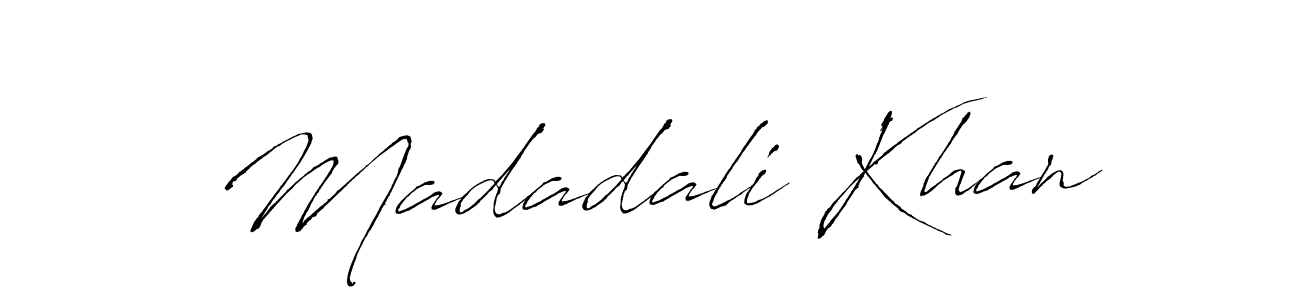 Make a beautiful signature design for name Madadali Khan. With this signature (Antro_Vectra) style, you can create a handwritten signature for free. Madadali Khan signature style 6 images and pictures png